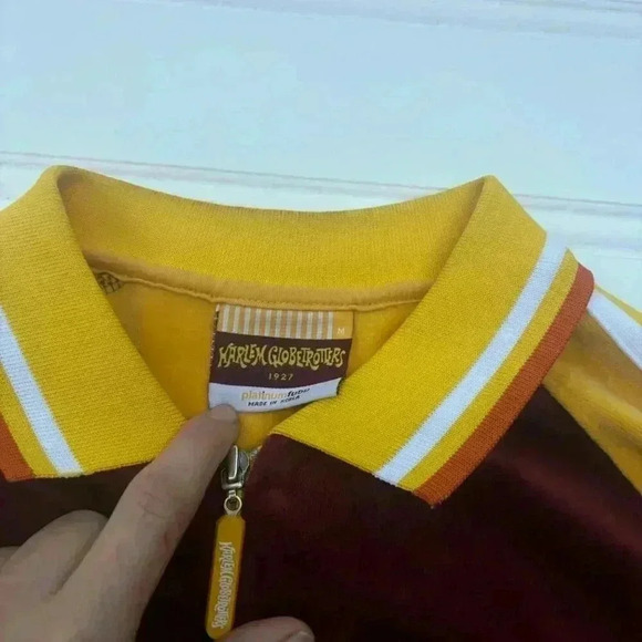Vtg Harlem Globetrotters Twiggy Velour Platinum Fubu Top 90s y2k - Picture 11 of 12